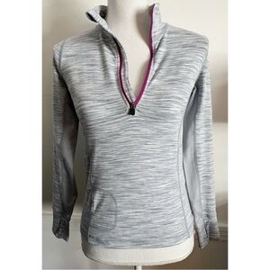 Zella • Juniors Grey Space Dye Quarter Zip Pullover
